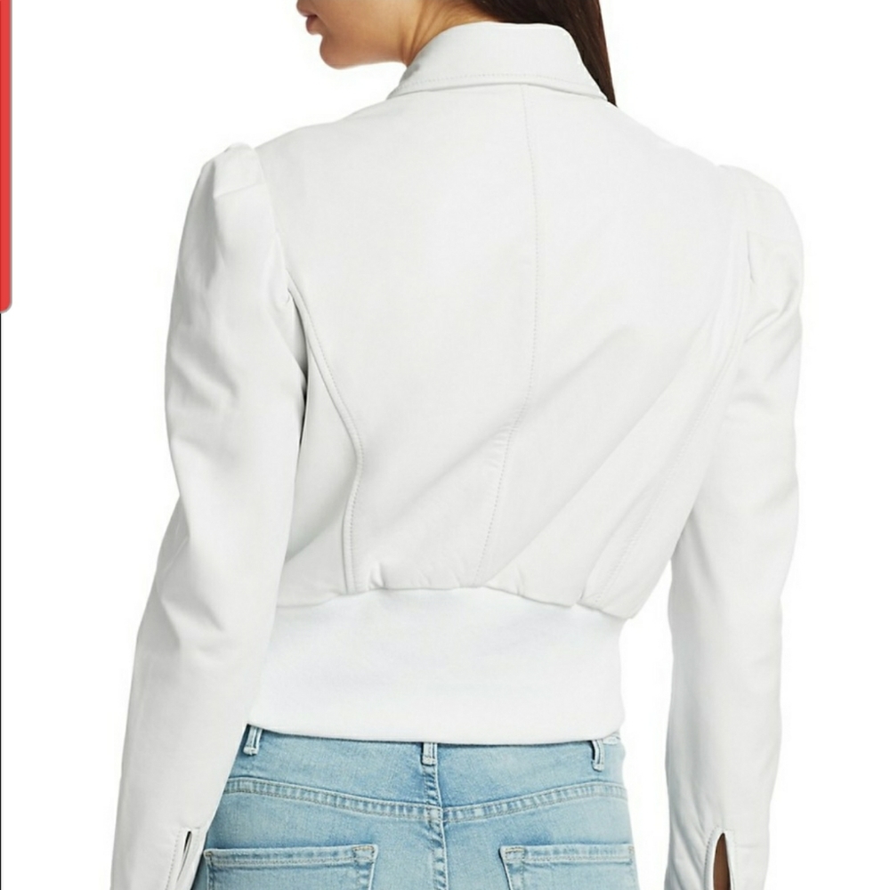 NWT LaMarque luxury white leather jacket size medium - Picture 9 of 17